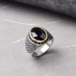 Bague Homme Acier Oeil de Tigre Élégante