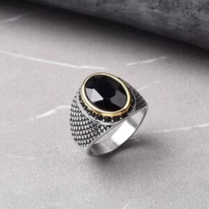 bague oeil de tigre avec monture en acier inoxydable 3