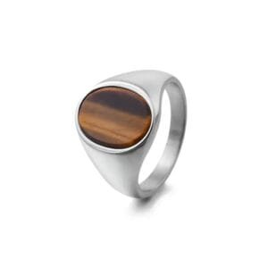 Anillo Ojo de Tigre en Acero Inoxidable, diseño elegante y único