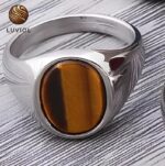 Bague Oeil de Tigre en Acier Inoxydable – Chevalière
