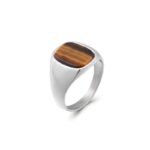 Bague Oeil de Tigre en Acier Inoxydable