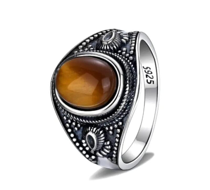 bague oeil de tigre naturel pour homme Bague Oeil de Tigre Luviol