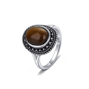 bague oeil de tigre pour femme en argent massif 3