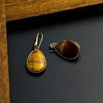 Boucles d'oreilles pendantes en pierre oeil de tigre