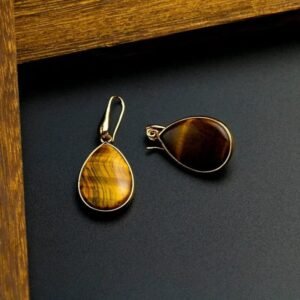 boucles d oreilles pendantes en pierre oeil de tigre 3