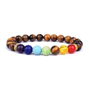 bracelet chakra oeil de tigre perles naturelles Bracelet Oeil de Tigre Luviol
