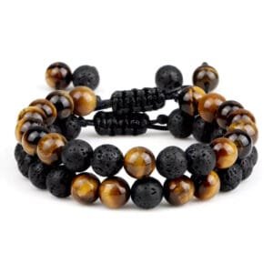 Pulsera para hombre ojo de tigre y piedra de lava