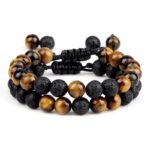bracelet homme avec oeil de tigre et pierre de lave 6