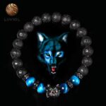 Bracelet Homme Loup en Pierres Naturelles