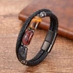 Pulsera hombre con piedra ojo de tigre estilo halcón toro