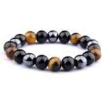 Bracelet Obsidienne Hématite Oeil de Tigre 17cm 19cm 21cm