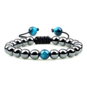 Pulsera de protección ocular con cuenta azul y negras, Pulsera Ojo Azul Ajustable