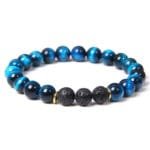 Pulsera ojo de tigre azul y piedras de lava para equilibrio emocional