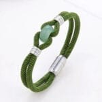 Pulsera de cuerda verde con piedra de ojo de tigre para energía positiva