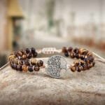 Pulsera protectora de ojo de tigre para mujer con piedras en forma de tigres