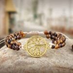 Pulsera ojo de tigre con charm árbol de la vida - piedra protectora para mujer