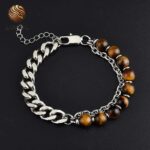Bracelet Oeil de Tigre pour Homme – Chaîne Acier
