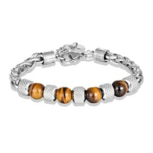 Pulsera de ojo de tigre para hombre con piedra natural