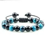 Pulsera Ojo de Tigre con cuentas negras y azules para bloquear energías negativas