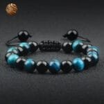 Pulsera ojo de tigre azul para repeler energías negativas, primer plano