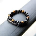 Pulsera Ojo de Tigre con calavera para Triple Protección