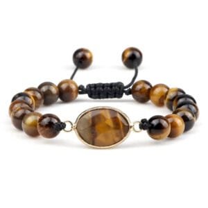 Pulsera de piedra natural ojo de tigre, elegante accesorio con piedras