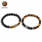 Pulseras tibetanas de tigre con piedra natural para hombre