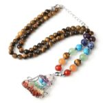 Collier 7 Chakras Oeil de Tigre en Pierre Naturelle