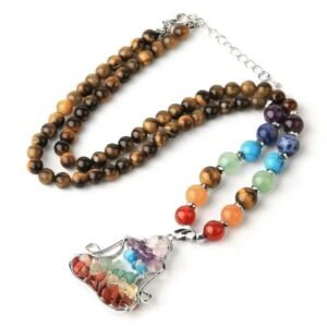 collier 7 chakras oeil de tigre en pierre naturelle 3