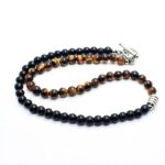 Collier de perles œil de tigre de luxe pour hommes