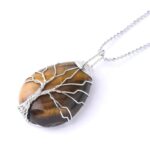 Collier pendentif arbre de vie oeil de tigre