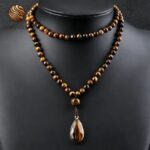 Collier Pendentif Oeil de Tigre 70cm