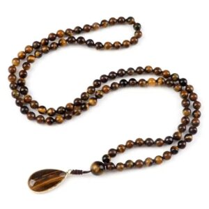 collier pendentif oeil de tigre 70cm 5